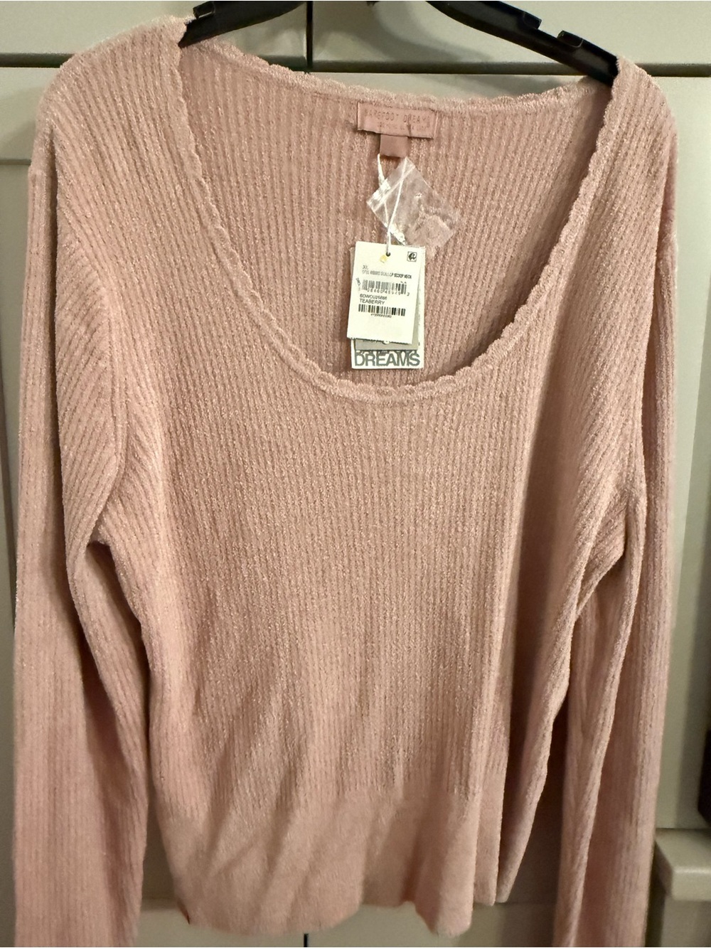 NWT Barefoot Dreams Women's CozyChic Ultra Scoop Neck Top Pullover Teaberry XL